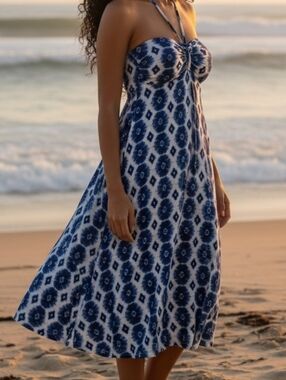 NEW! Skye Navy and White Halter Dress 4356